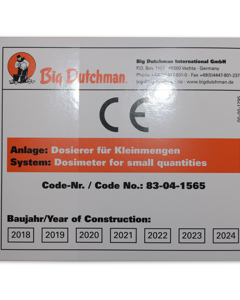 Typenschild D/GB: Dosierer für Kleinmengen